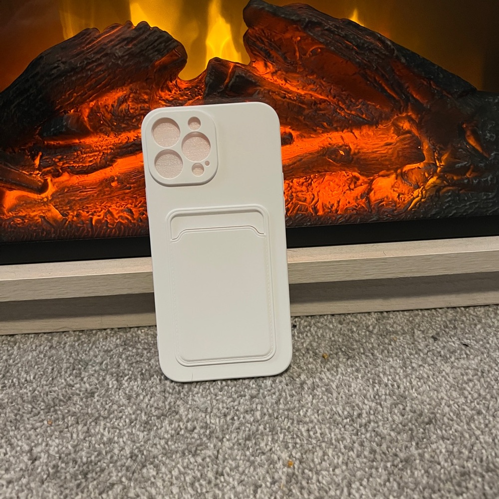 13 Pro Max White Phone Case with Card Holder